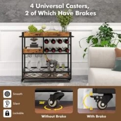 Costway 3-Tier Mobile Bar Serving Cart Liquor Storage Trolley With Removable Tray Wine Rack 16 Costway 3-Tier Mobile Bar Serving Cart Liquor Storage Trolley With Removable Tray Wine Rack -Dine Furniture GUEST f7264b9e c15a 443d 8fca dbad234cdb45