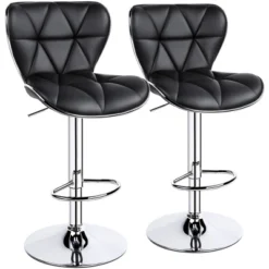 Yaheetech 2pcs Height Adjustable PU Leather Upholstered Swivel Bar Stool Chairs -Dine Furniture GUEST f742ea3a ffef 4baf ba19 e4330093a164