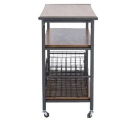 Lancashire Wood & Metal Kitchen Cart Brown - Baxton Studio -Dine Furniture GUEST f76ec6ca 8254 45bd 8738 8d2f7e686c61