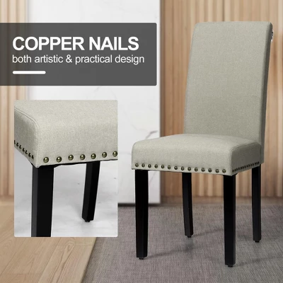 Costway Set Of 4 Fabric Dining Chairs W/Nailhead Trim 7 Costway Set Of 4 Fabric Dining Chairs W/Nailhead Trim - Image 5