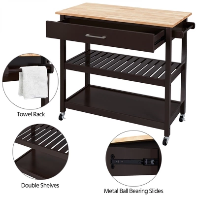 Yaheetech Rolling Kitchen Island Microwave Oven Stand With 3 Shelves And Worktop 5 Yaheetech Rolling Kitchen Island Microwave Oven Stand With 3 Shelves And Worktop - Image 3