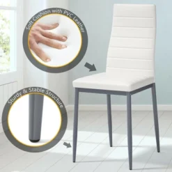 Costway 5 Piece Dining Set Table 29.6'' And 4 Chairs Glass Metal Kitchen Breakfast Furniture White -Dine Furniture GUEST f9c2602b af8d 4c5c a095 99c330a865f1