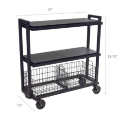 Cart System With Wheels 3 Tier Black - Atlantic -Dine Furniture GUEST fb4fbcdd 5c86 4951 a370 b0ee7796489c