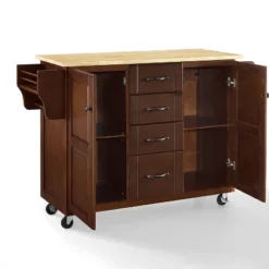Eleanor Wood Top Kitchen Cart Mahogany/Natural - Crosley -Dine Furniture GUEST fb923a29 2c81 4d16 afe3 9b8ef2d52c06