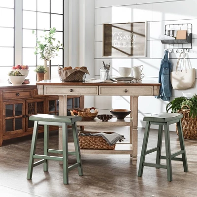 Set Of 2 24" Chimney Hill Saddle Counter Height Barstool - Inspire Q 4 Set Of 2 24" Chimney Hill Saddle Counter Height Barstool - Inspire Q - Image 2