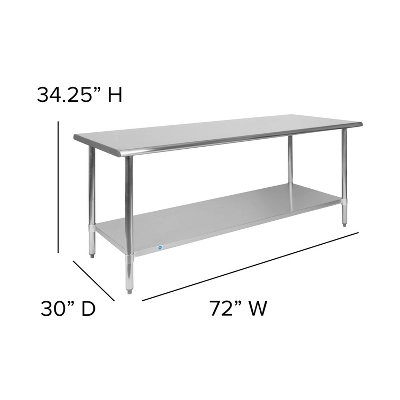 Flash Furniture Stainless Steel 18 Gauge Prep And Work Table With Undershelf - NSF Certified 5 Flash Furniture Stainless Steel 18 Gauge Prep And Work Table With Undershelf - NSF Certified - Image 3