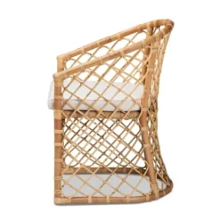 Orchard Fabric Upholstered And Rattan Dining Chair White/Natural - Bali & Pari -Dine Furniture GUEST fd42e247 0a33 48d1 b2d0 e92e9b9bf78e