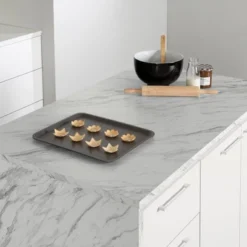 Myro Kitchen Island Faux White Marble/White - South Shore -Dine Furniture GUEST fe13897d f861 4768 a86c d54465a6c04f