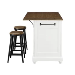 Mona Kitchen Island With 2 Stools White - Dorel Living -Dine Furniture GUEST fe1d3dfd adcf 4670 8e53 3bd0bd954c04