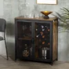 HOMCOM Industrial Wine Rack For 9 Bottles, Retro Liquor Cabinet With Glass Holders, Mesh Doors, And Storage Shelf For Home Bar, Dining Room, Brown -Dine Furniture GUEST fee21f8a b5a0 427c 99d3 e74cc8e40f41