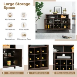 Costway Buffet Storage Cabinet Farmhouse Sideboard W/9-Bottle Wine Rack & 2 Doors 16 Costway Buffet Storage Cabinet Farmhouse Sideboard W/9-Bottle Wine Rack & 2 Doors -Dine Furniture GUEST ff31ae83 356f 45b3 8577 6a138a02c263