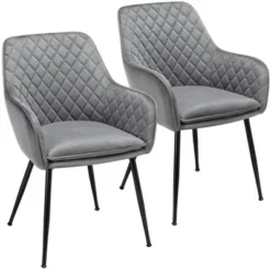 Yaheetech Set Of 2 Velvet Fabric Dining Chairs With Metal Legs -Dine Furniture GUEST ff3f2d84 ce2d 4b51 bd89 fcbaa8f7fab9