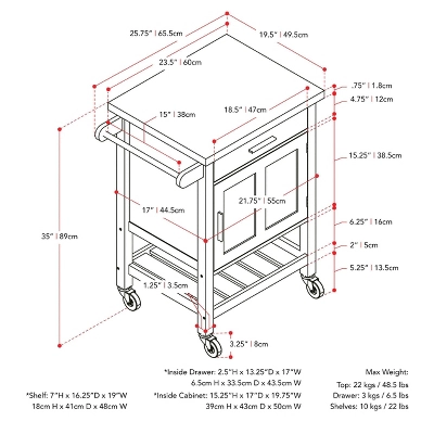 Sage Wood Kitchen Cart White - CorLiving 15 Sage Wood Kitchen Cart White - CorLiving - Image 13