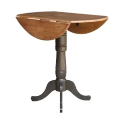 42" Nathaniel Round Dual Drop Leaf Bar Height Dining Table Hickory/Washed Coal - International Concepts -Dine Furniture GUEST ff68c494 f8d7 420f 82fb a5dfefeaaefd