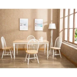 5pc Farmhouse Dining Set White/Natural - Boraam -Dine Furniture GUEST ff6f2487 8ae0 46d4 94e4 f19a8e7aeebe