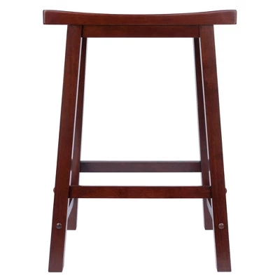 Saddle Seat 24" Counter Height Barstool Hardwood/Walnut - Winsome 2 Saddle Seat 24" Counter Height Barstool Hardwood/Walnut - Winsome
