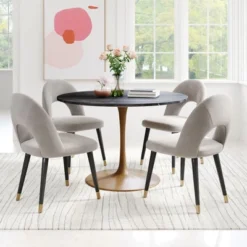 47.2" Lynnette Round Marble Dining Table Black - ZM Home -Dine Furniture GUEST ffe47f8d e1ca 440c b356 140c8c3a119d